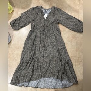 A New Day Black and White Bishop Sleeve Sundress